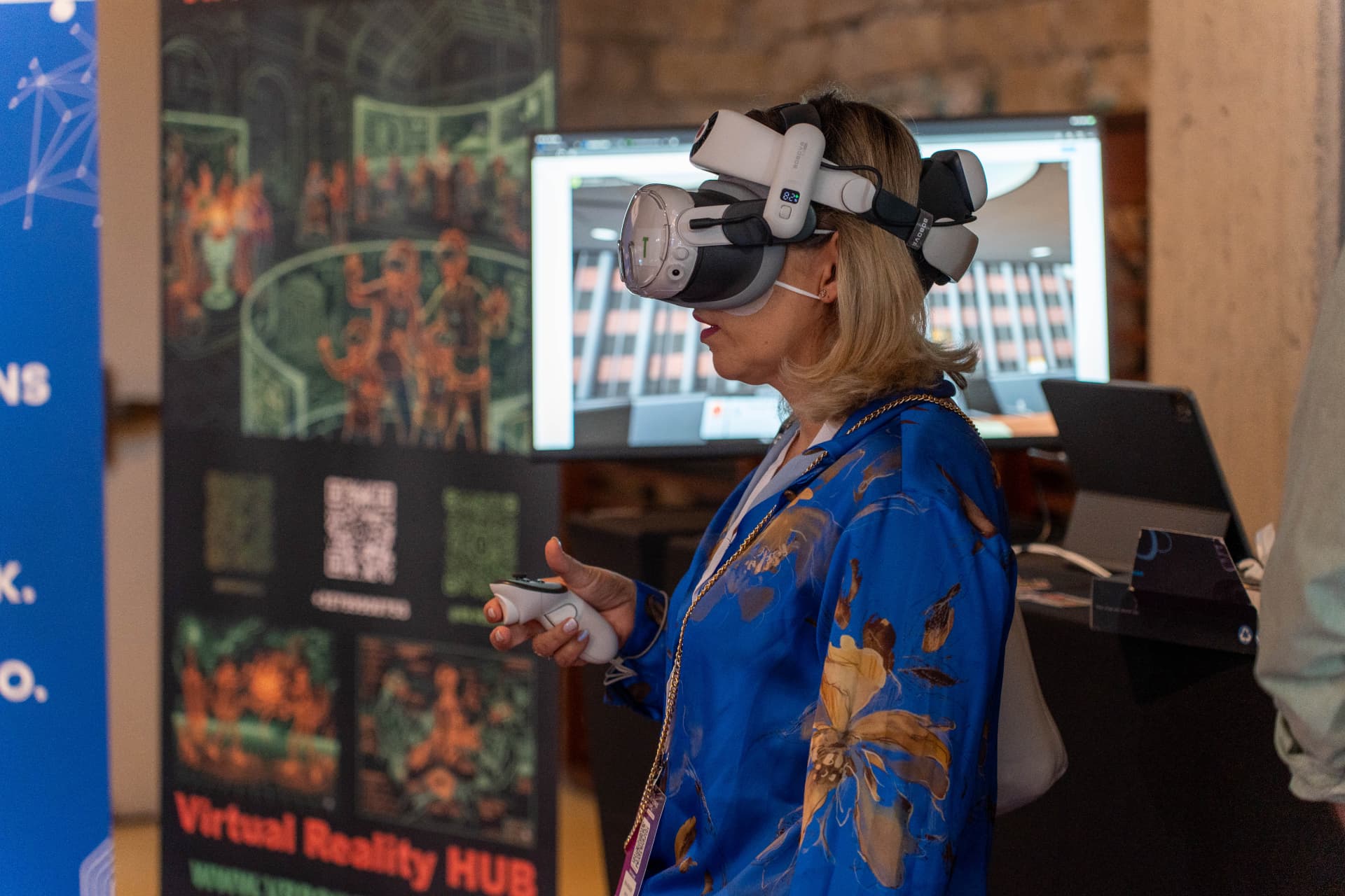 Attendee experiencing a virtual reality demonstration
